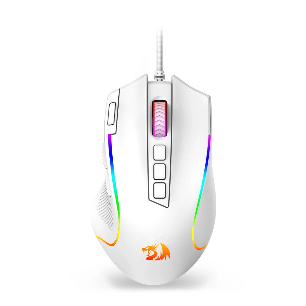 Redragon M612 Predator RGB Gaming Mouse – 8000 DPI Wired Optical, 11 Programmable Buttons (White) - Zevon