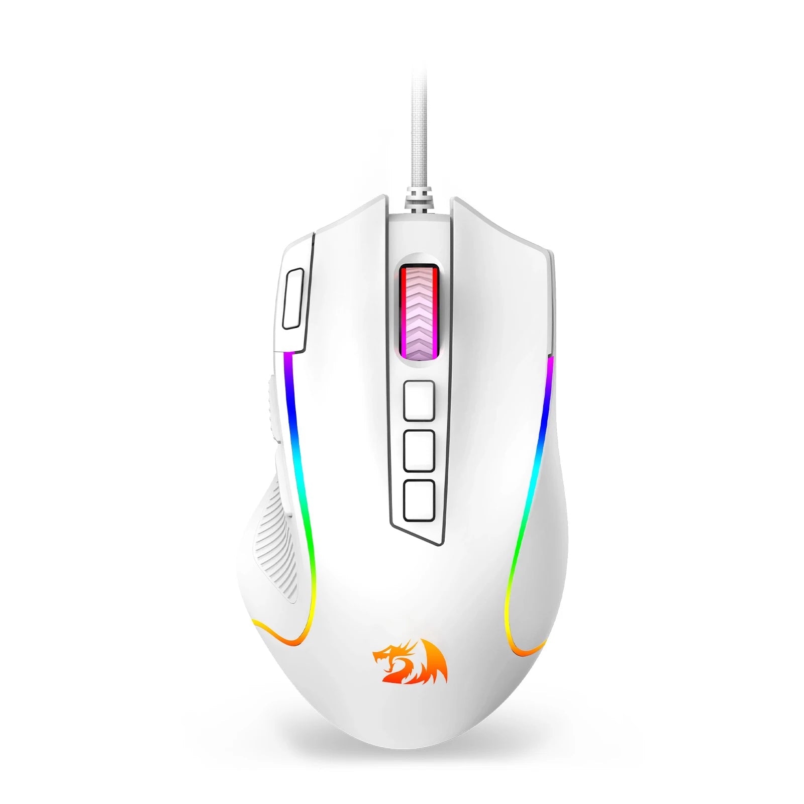 Redragon M612 Predator RGB Gaming Mouse – 8000 DPI Wired Optical, 11 Programmable Buttons (White) - Zevon