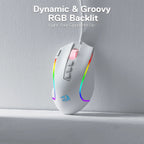 Redragon M612 Predator RGB Gaming Mouse – 8000 DPI Wired Optical, 11 Programmable Buttons (White) - Zevon