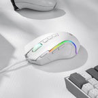 Redragon M612 Predator RGB Gaming Mouse – 8000 DPI Wired Optical, 11 Programmable Buttons (White) - Zevon