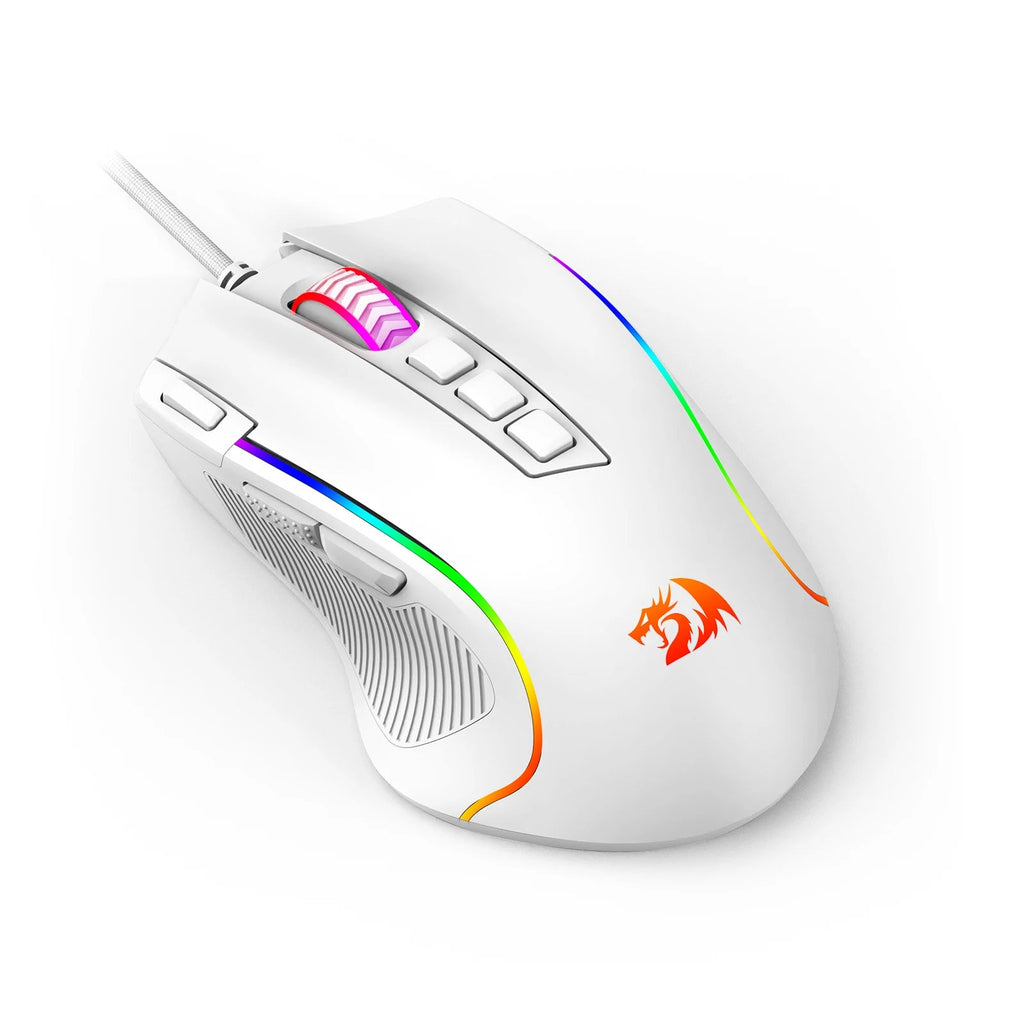 Redragon M612 Predator RGB Gaming Mouse – 8000 DPI Wired Optical, 11 Programmable Buttons (White) - Zevon