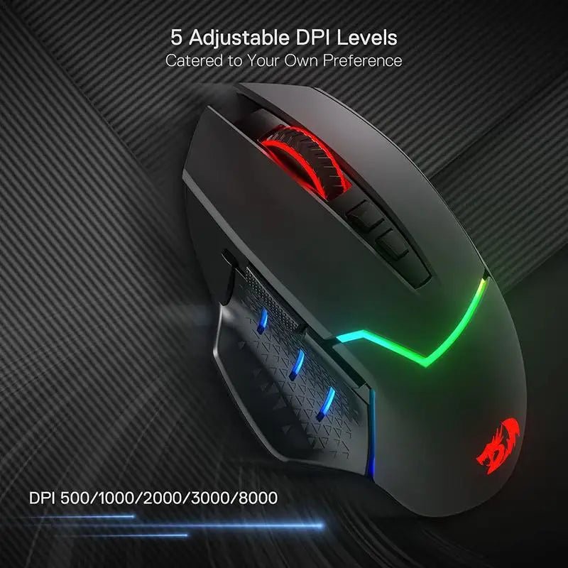 Redragon M690 PRO Wireless Gaming Mouse – 8000 DPI, 8 Programmable Buttons, Wired/Wireless for PC & Mac - Zevon