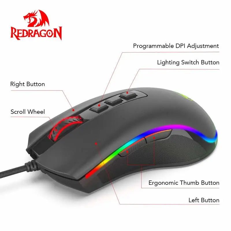 Redragon M711 Wired Gaming Mouse – 10,000 DPI RGB, 7 Programmable Buttons - Zevon