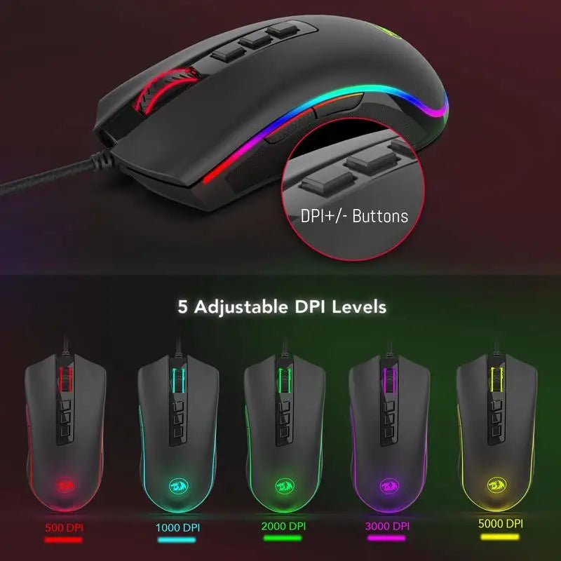 Redragon M711 Wired Gaming Mouse – 10,000 DPI RGB, 7 Programmable Buttons - Zevon