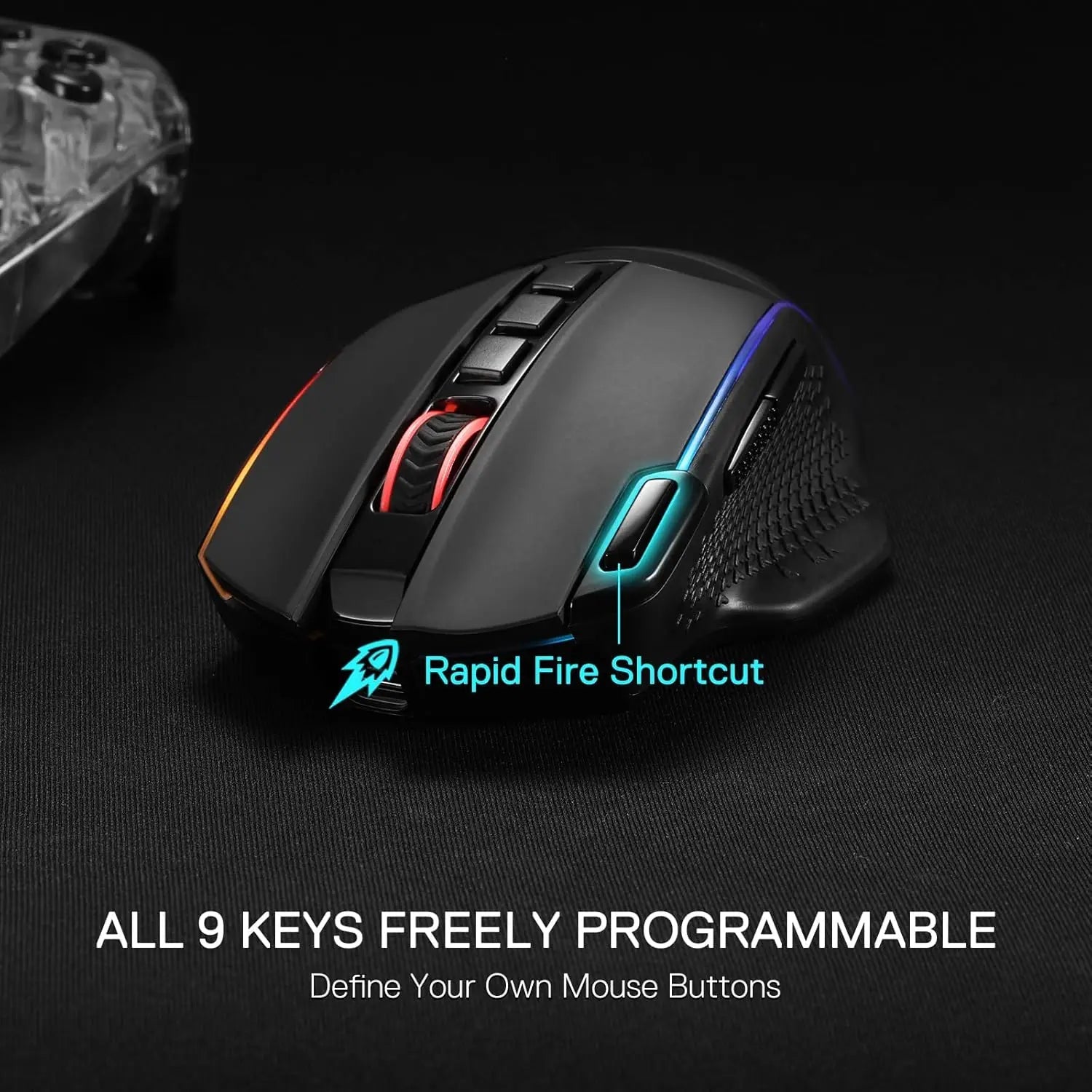 Redragon M991 Wireless Gaming Mouse – 26,000 DPI, RGB, 9 Programmable Buttons, Tri - Mode Connectivity - Zevon