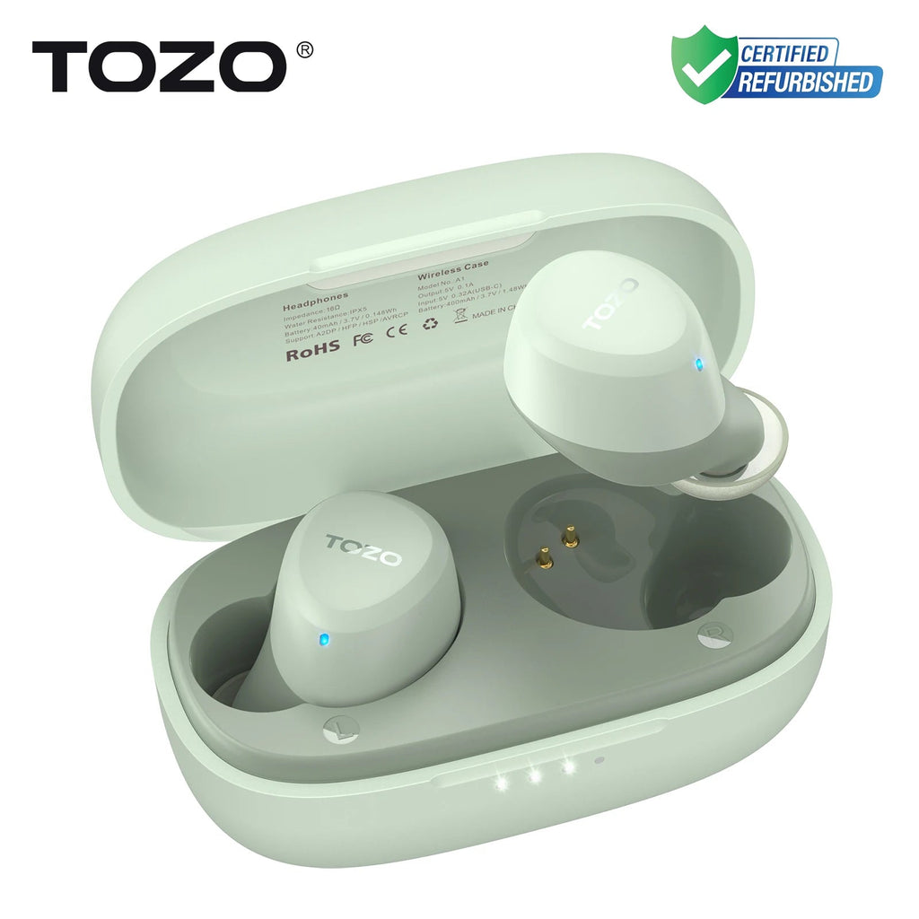 Refurbished TOZO TWS Earbuds in - Ear Wireless Bluetooth Headsets with With Mic Touch Control Sport Waterproof for Iphone Android - ZEVON
