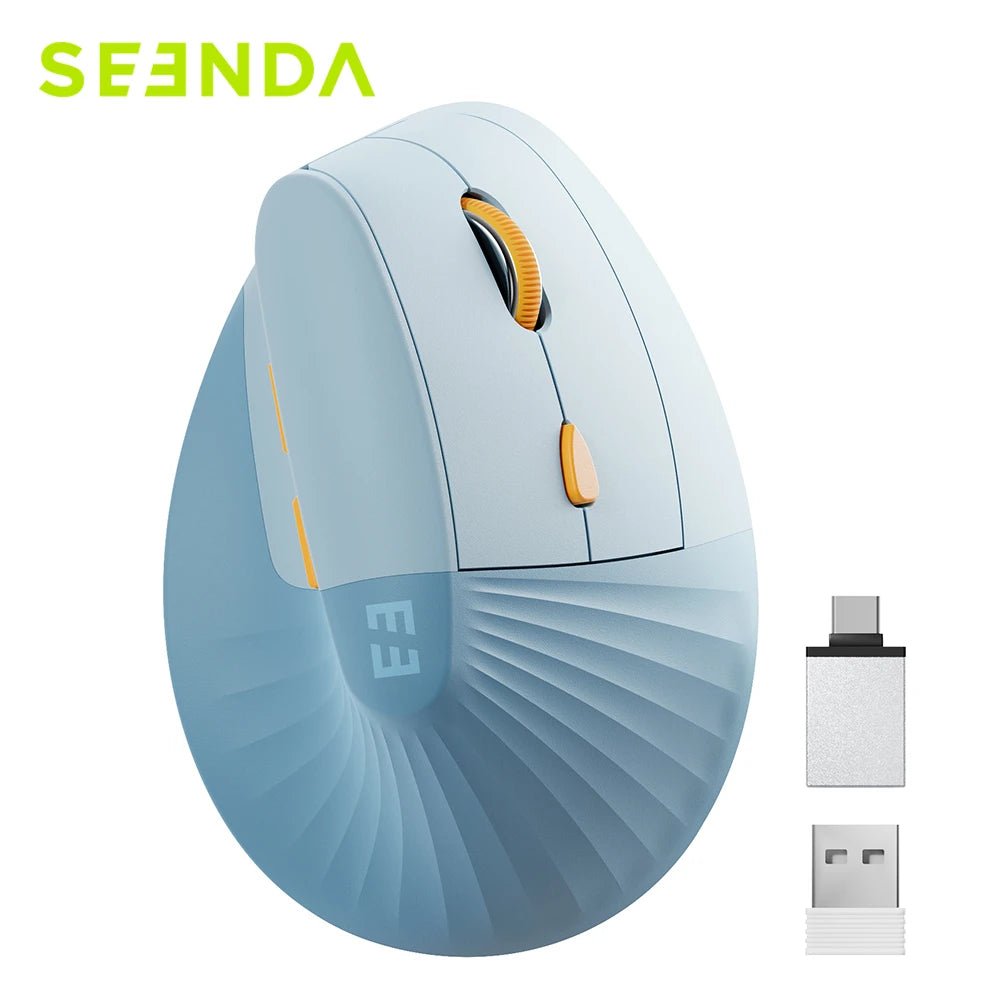 SEENDA Vertical Wireless Mouse Type C Rechargeable Ergonomic USB & Type C Mice for Laptop Laptop PC MacBook Windows Android - Zevon