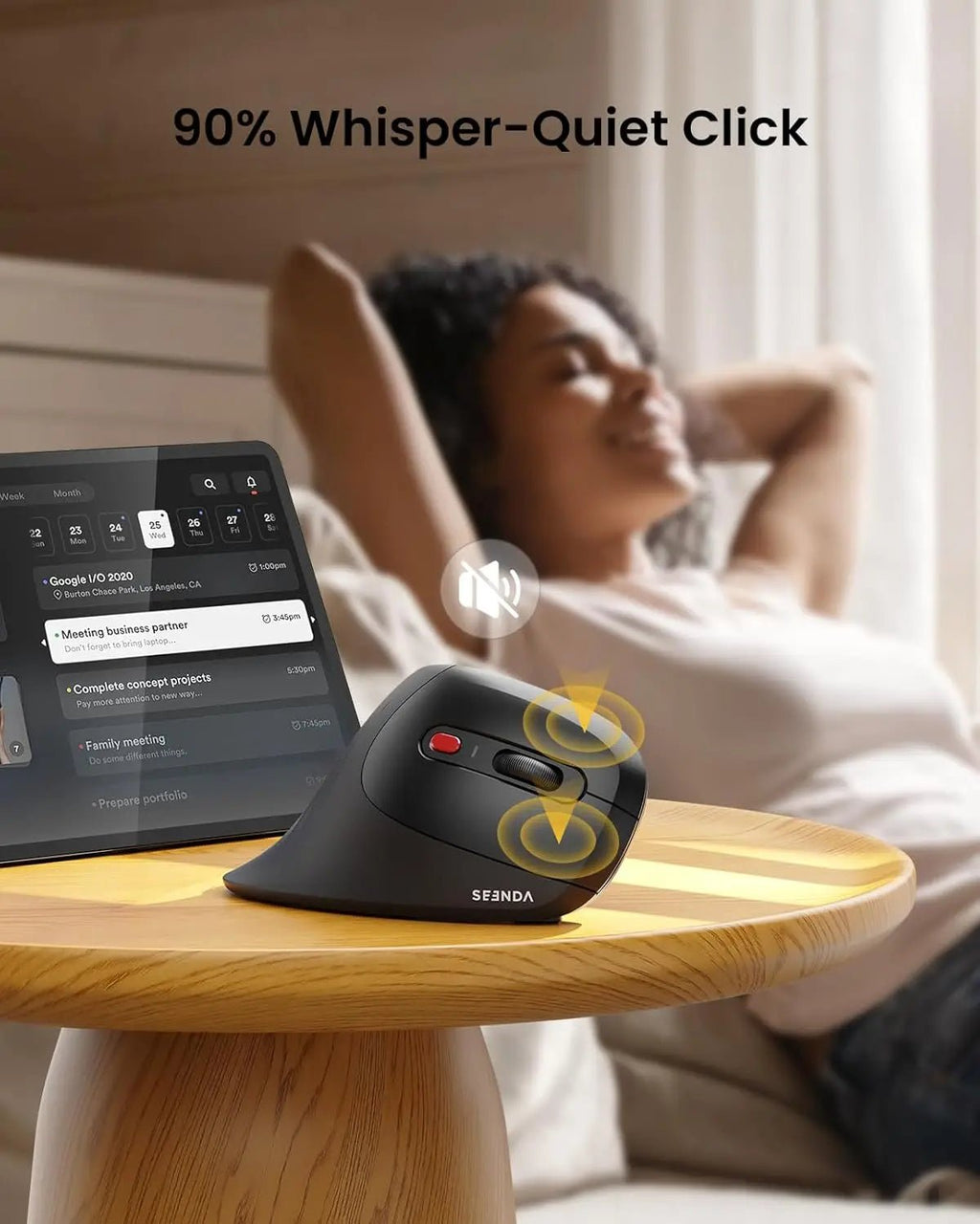 SEENDA Wireless Ergonomic Vertical Mouse with Jiggler – Dual Mode for PC & Mac - Zevon