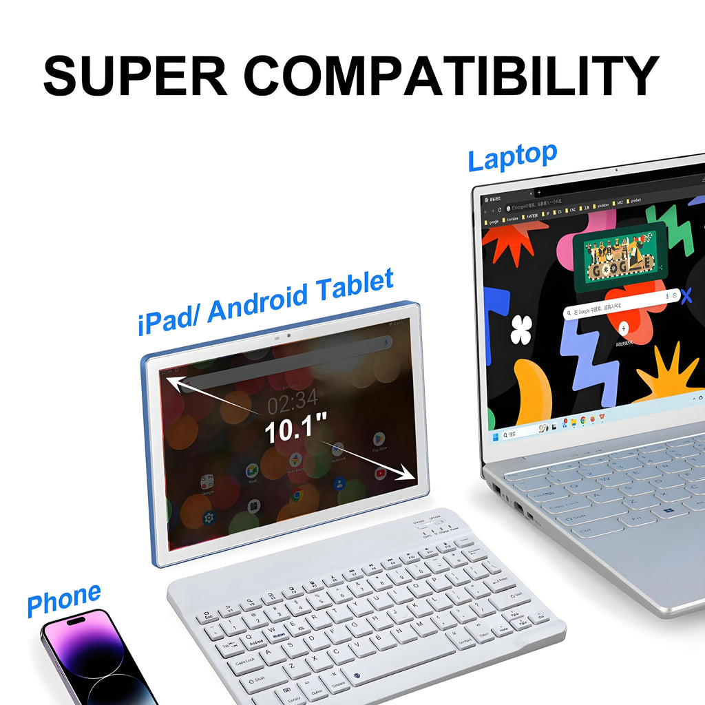 Slim Bluetooth 5.0 Wireless Keyboard – Rechargeable Travel Keyboard for iOS, Android & Windows - Zevon