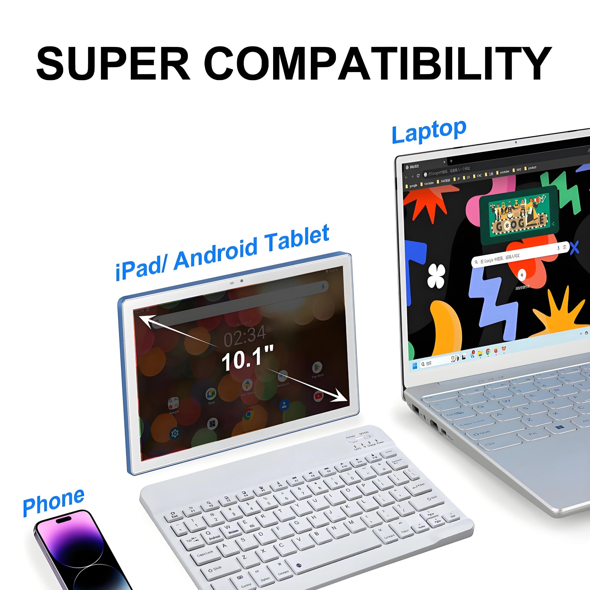 Slim Bluetooth 5.0 Wireless Keyboard – Rechargeable Travel Keyboard for iOS, Android & Windows - Zevon