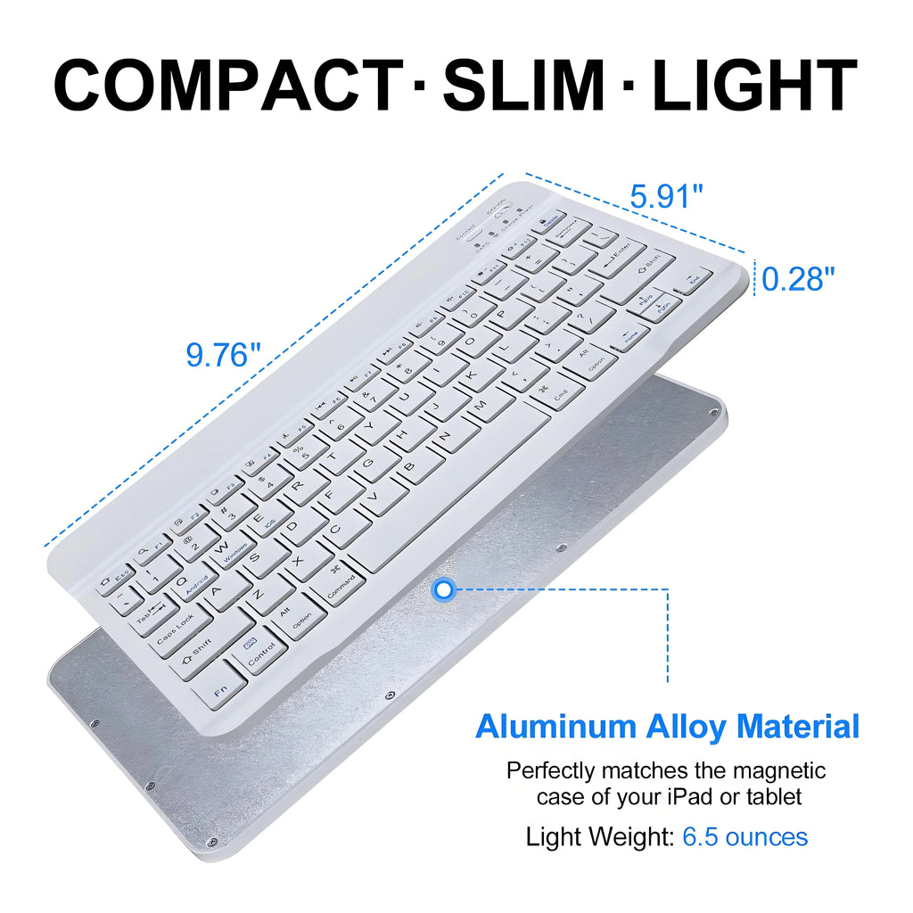Slim Bluetooth 5.0 Wireless Keyboard – Rechargeable Travel Keyboard for iOS, Android & Windows - Zevon