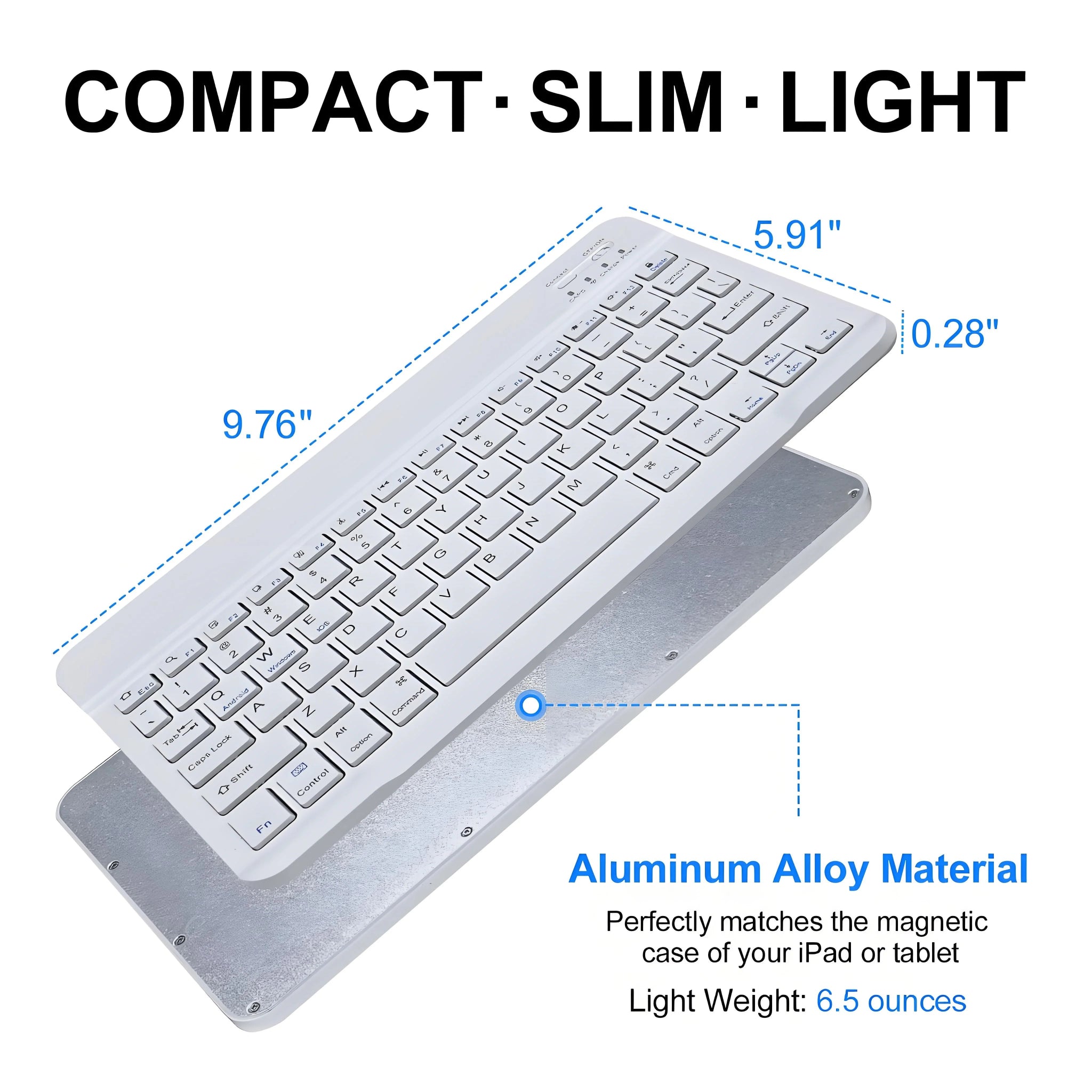 Slim Bluetooth 5.0 Wireless Keyboard – Rechargeable Travel Keyboard for iOS, Android & Windows - Zevon