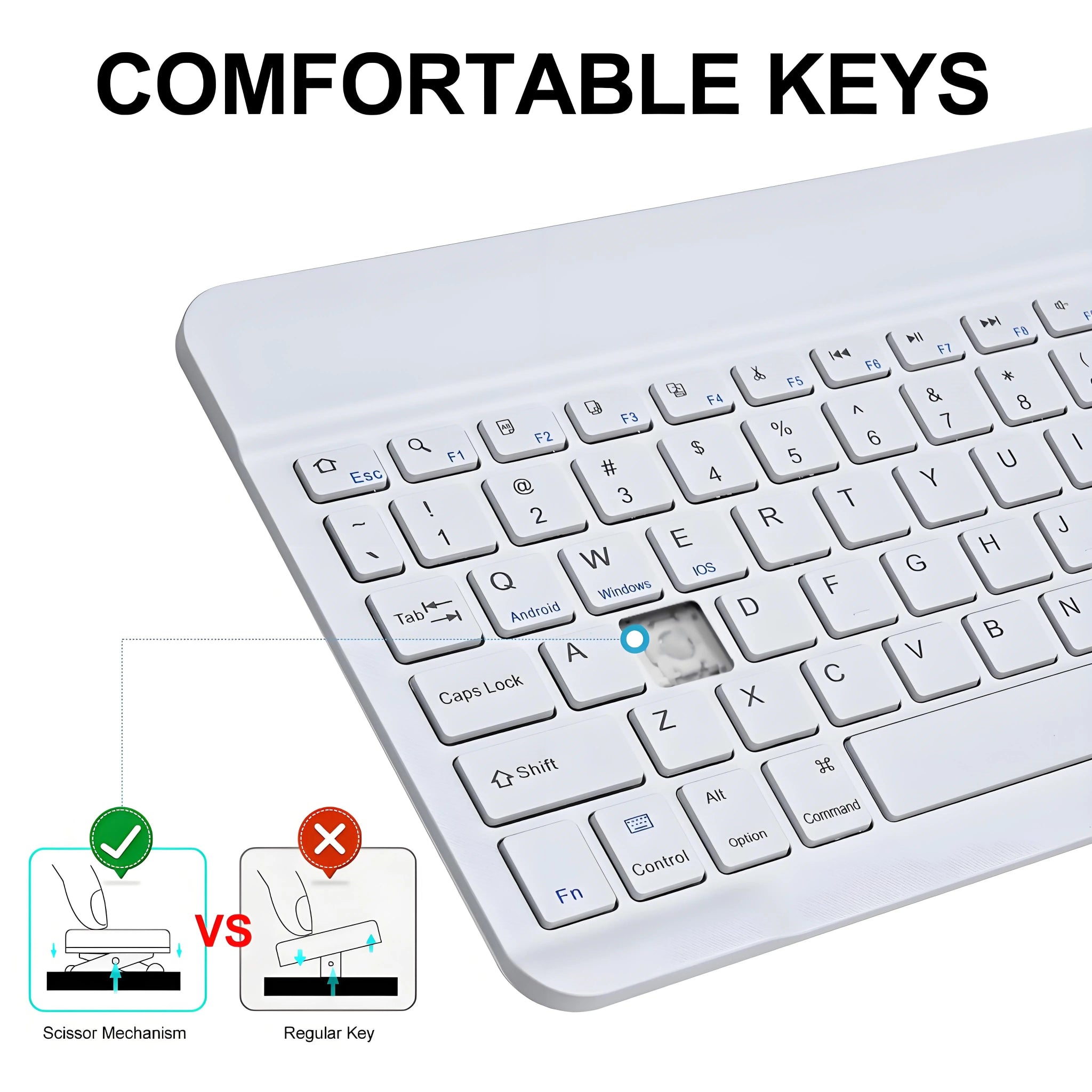 Slim Bluetooth 5.0 Wireless Keyboard – Rechargeable Travel Keyboard for iOS, Android & Windows - Zevon