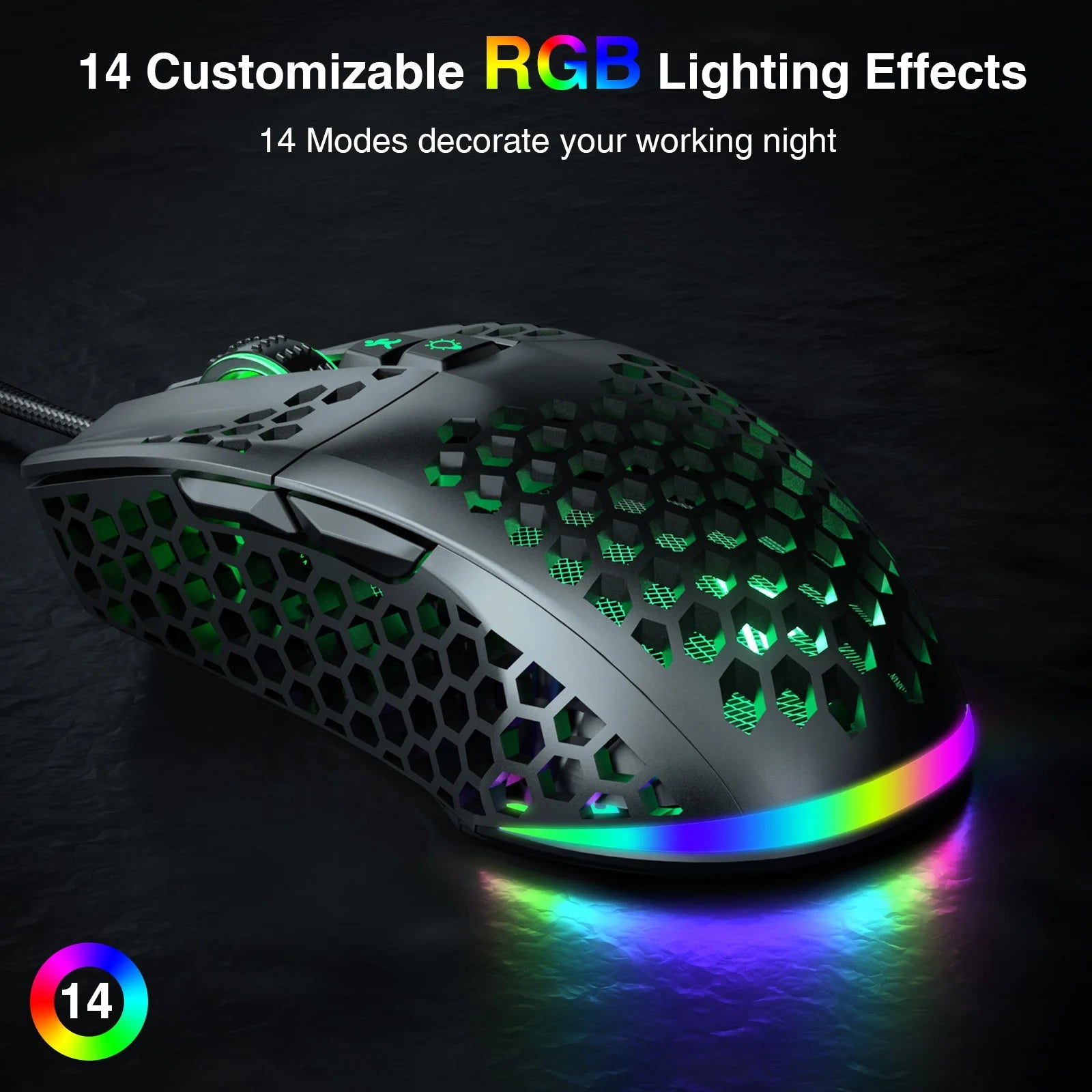 SM900 Wired Gaming Mouse 12800 DPI Low - Latency RGB, 7 - Button Macro PC Mouse - Zevon