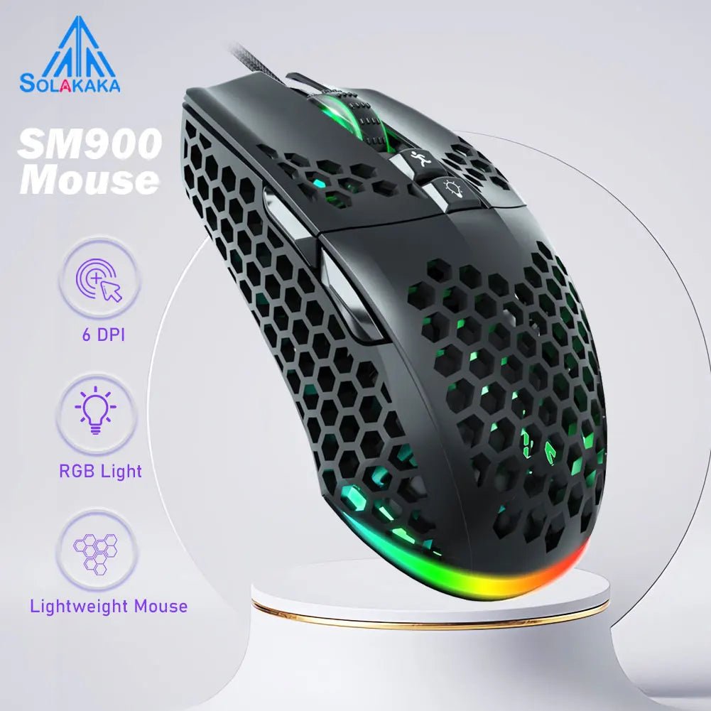 SM900 Wired Gaming Mouse 12800 DPI Low - Latency RGB, 7 - Button Macro PC Mouse - Zevon