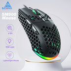 SM900 Wired Gaming Mouse 12800 DPI Low - Latency RGB, 7 - Button Macro PC Mouse - Zevon