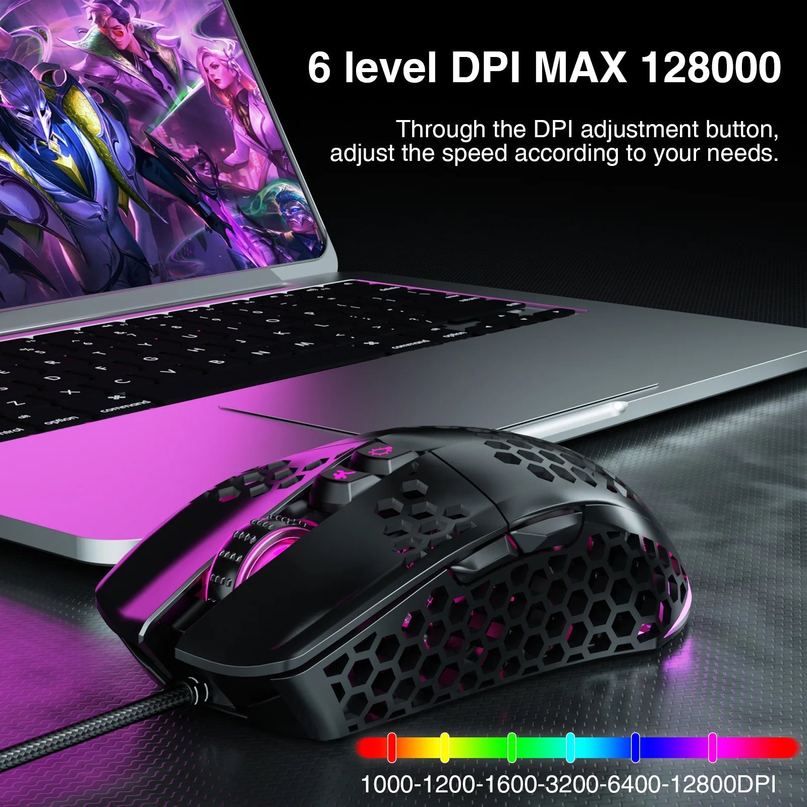 SM900 Wired Gaming Mouse 12800 DPI Low - Latency RGB, 7 - Button Macro PC Mouse - Zevon