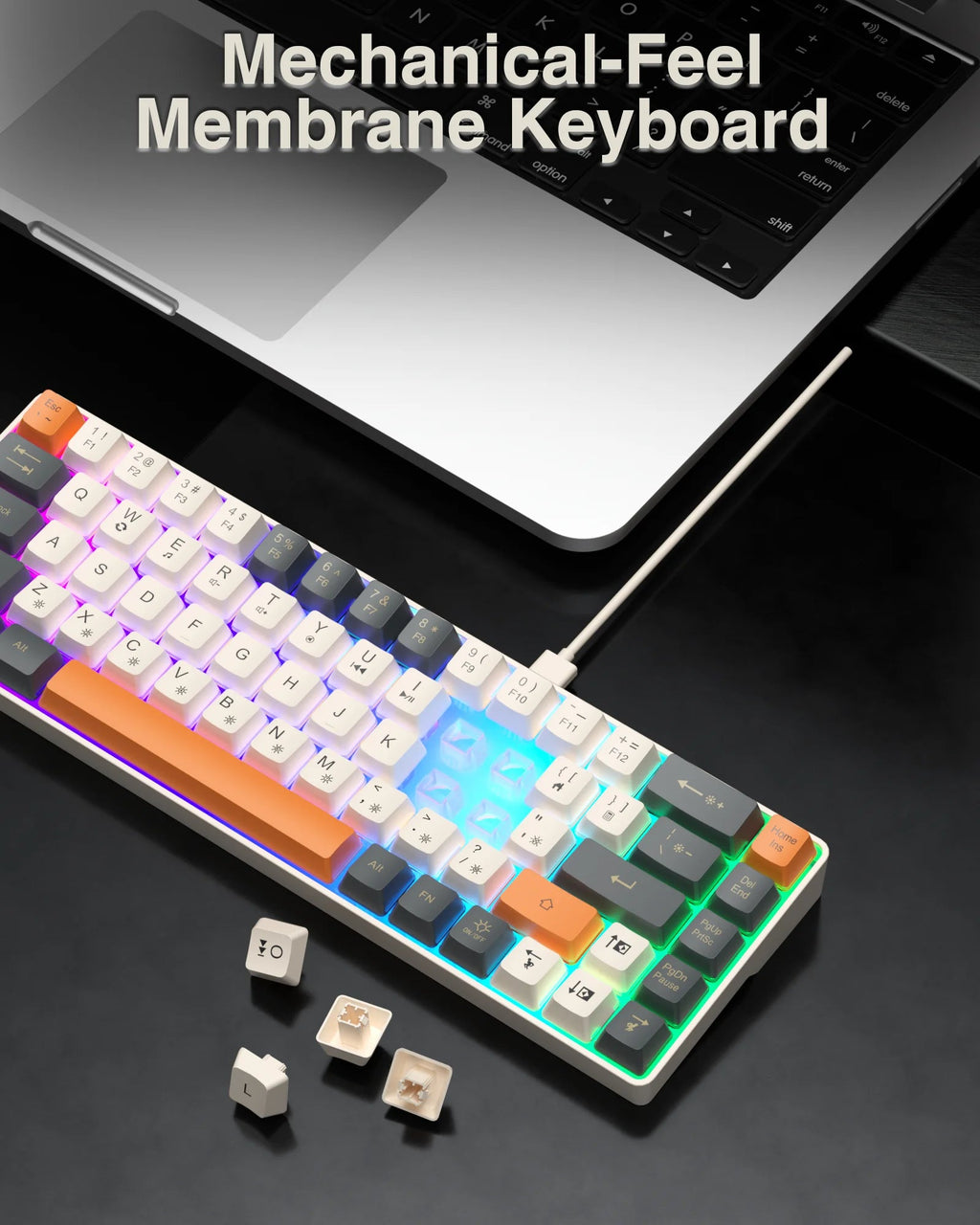 SOLAKAKA SK968 68 - Key RGB Gaming Keyboard with N - Key Rollover and compact design. - Zevon