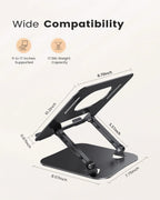 ST01 Portable 11–16 - inch Adjustable Laptop Stand Computer Stand Sturdy Aluminum for Desk Foldable Laptop Holder Notebook Tablet - ZEVON