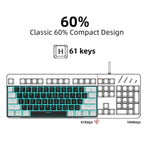 UHM 60% Wired Mechanical Gaming Keyboard with RGB backlight, blue switches, multimedia keys, and compact waterproof design. - Zevon