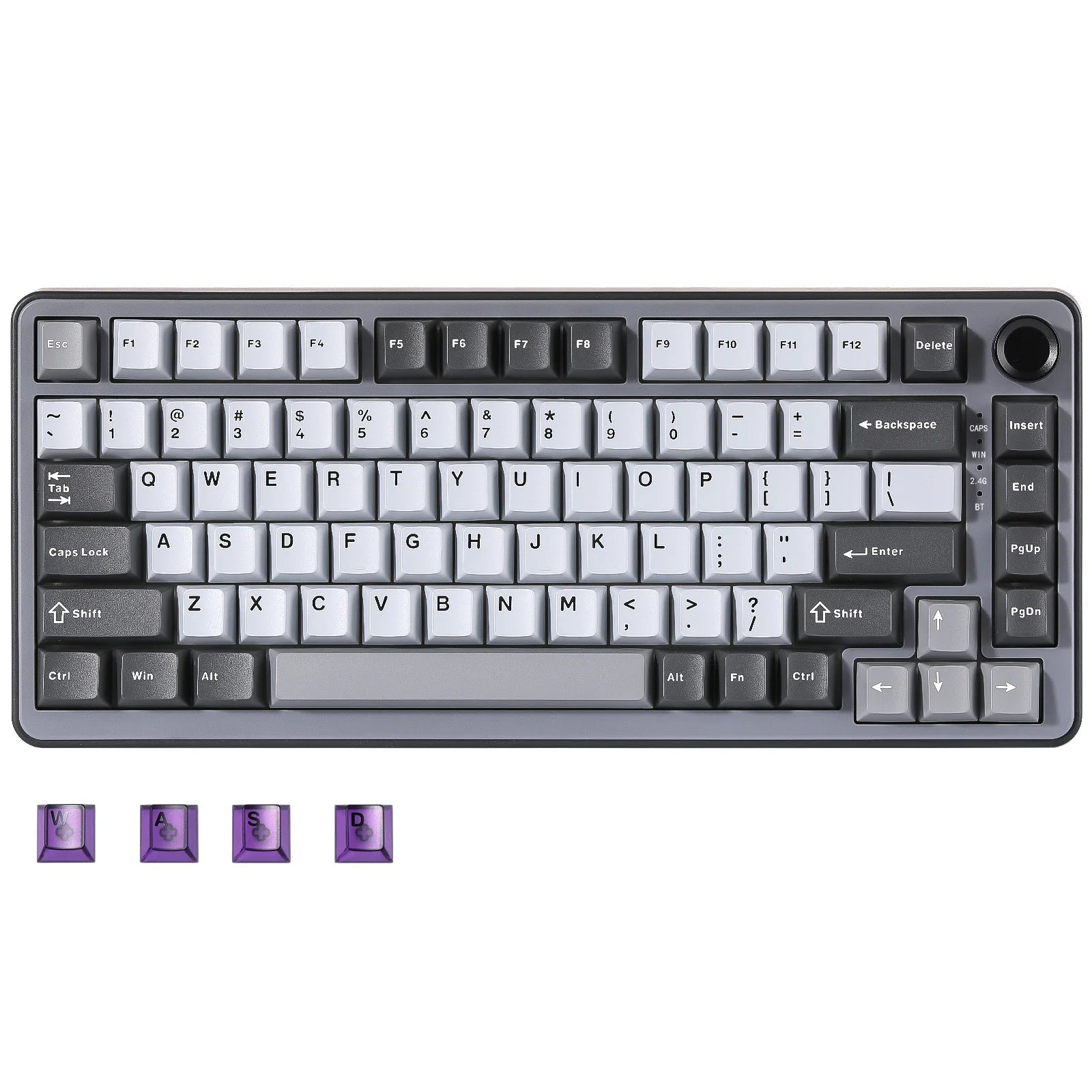 YUNZII B75 PRO 75% Wireless Mechanical Gaming Keyboard with 82 keys, gasket hot - swap design, RGB lighting, control knob, and tri - mode connectivity (Bluetooth, 2.4G, USB - C). - Zevon