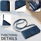 Zipper Crossbody Leather Wallet Case for Samsung Galaxy A56 A36 A26 A16 A06 A55 A35 A25 A07 A17 Flip Cover Multi - Functional Bags - Zevon