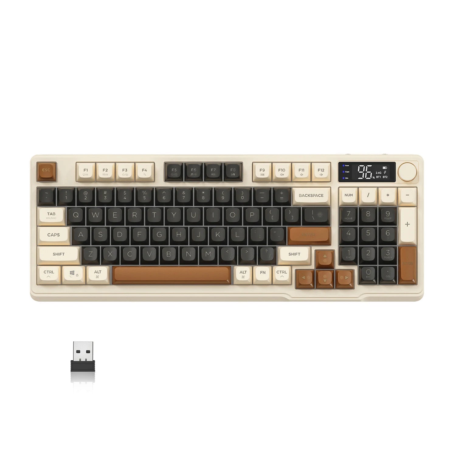 ZIYOU LANG Wireless Gaming Keyboard with Display Screen & Knob, Bluetooth/2.4GHz Quiet Membrane Keyboard, 3000mAh Rechargeable - Zevon