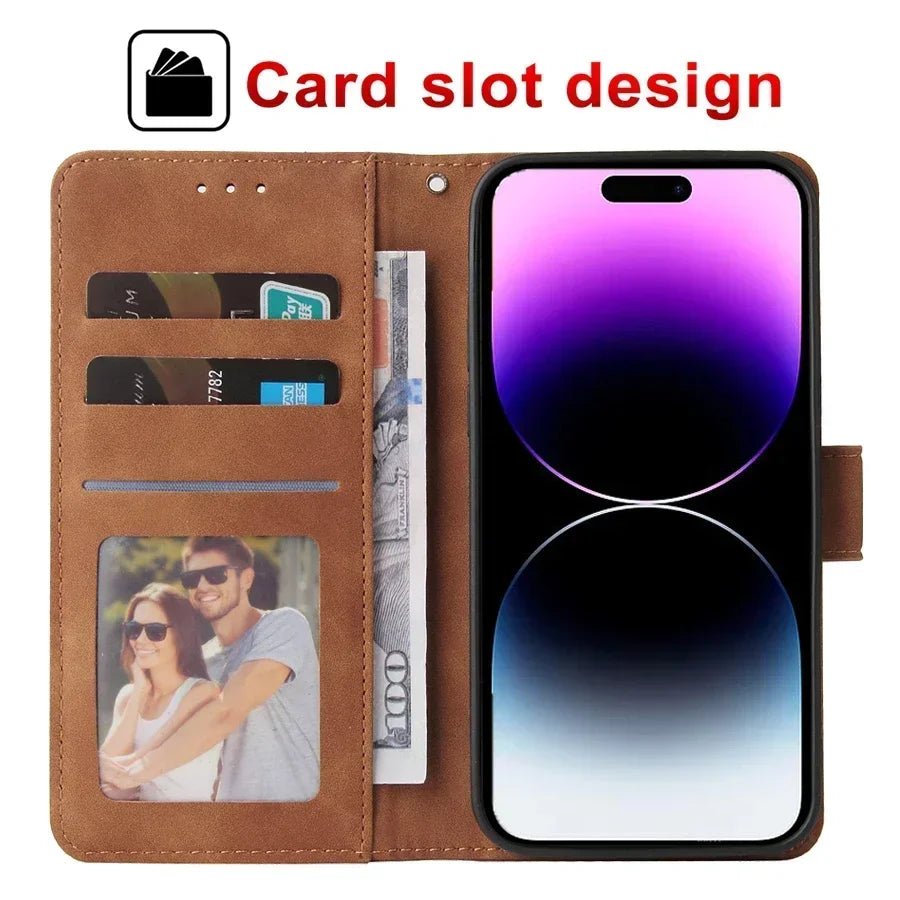 ZZXX Leather Wallet Phone Case For iPhone Air 17 Pro Max 16e 16 Plus 15 Magnetic Flip Card Slot Bracket Holder Cover - Zevon